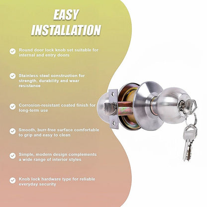 Round Door Lock Knob Set for Internal and Entry Doors