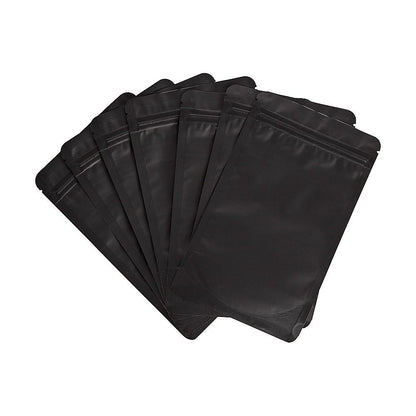 Black Stand Up Pouches 100 Pack 12x20cm Resealable Zip Lock Food Storage Bags with Aluminized PET Barrier
