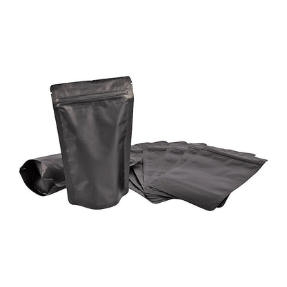 Black Stand Up Pouches 100 Pack 12x20cm Resealable Zip Lock Food Storage Bags with Aluminized PET Barrier