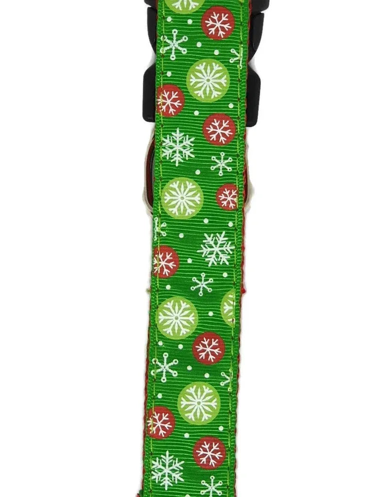 Christmas Dog Collars Adjustable - Moondidley Pets Small Green Snow Flakes - Mekamart Australia