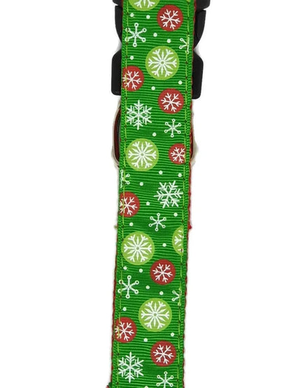 Christmas Dog Collars Adjustable - Moondidley Pets Small Green Snow Flakes - Mekamart Australia