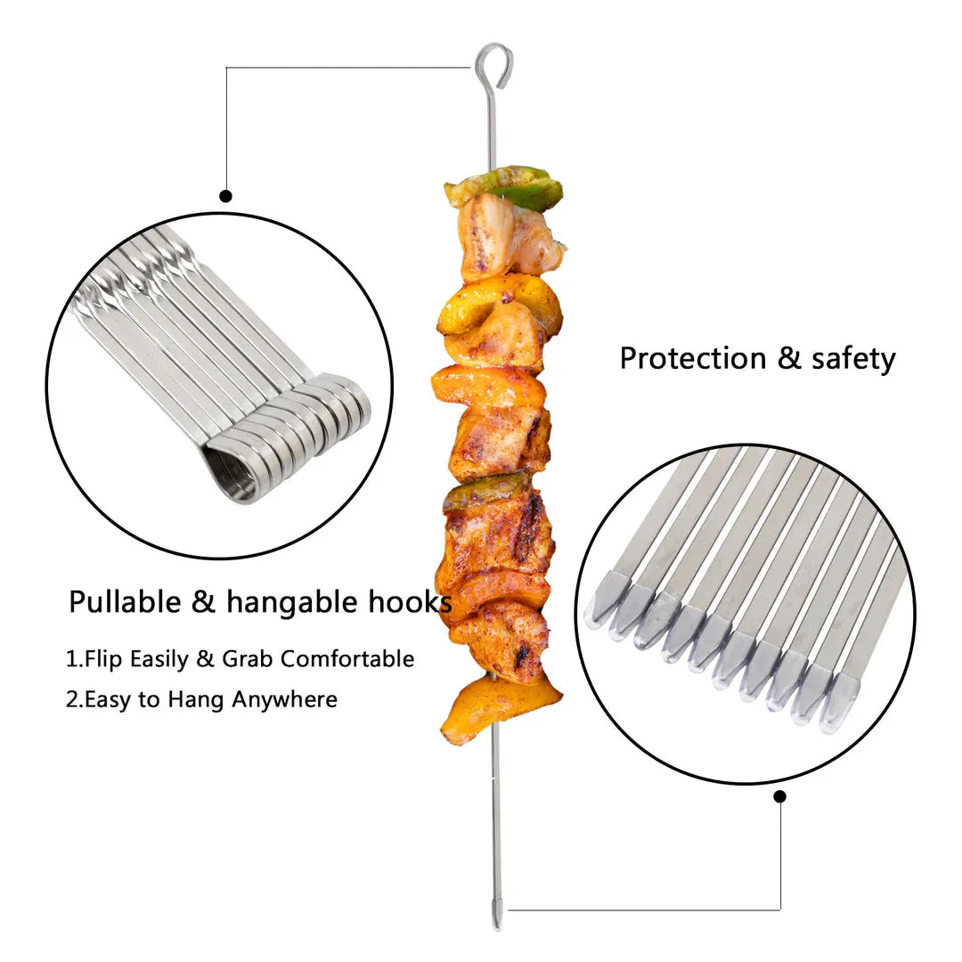 ASMOKE METAL SKEWERS FOR GRILLING KABOB STICKS 43.1CM*10PCS - Mekamart Australia