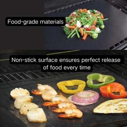 ASMOKE Premium Copper & Black BBQ Grill Mats (2-Pack) - Non-Stick PTFE Coating, Cooking Mats| Reusable and Easy to Clean - Mekamart Australia