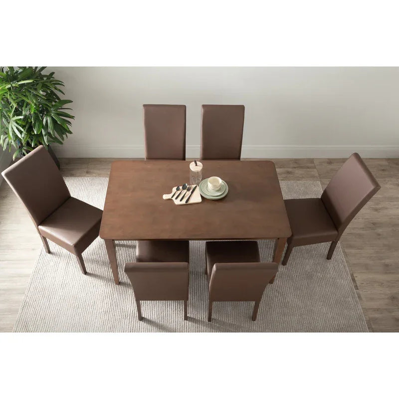 ALLEGRO Dining Table + 6x MESI Dining Chair - 7 Piece Dining Set - Cocoa - Mekamart Australia
