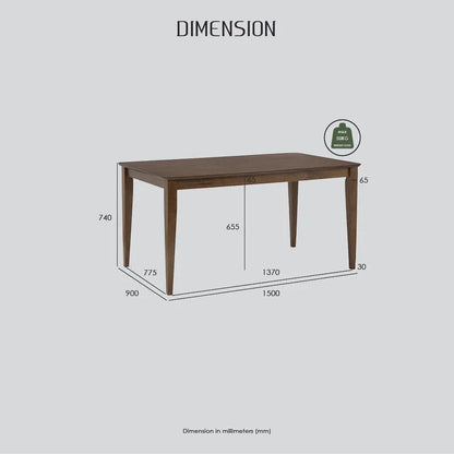 ALLEGRO Dining Table + 6x MESI Dining Chair - 7 Piece Dining Set - Cocoa - Mekamart Australia