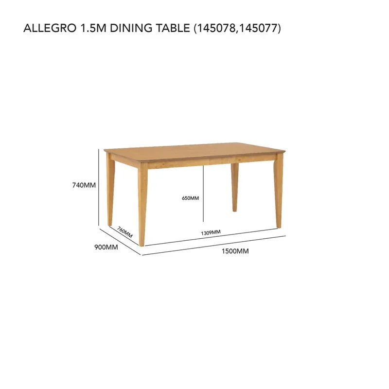 Allergo Dining Table 150cm Timber Dining Table - Natural - Mekamart Australia