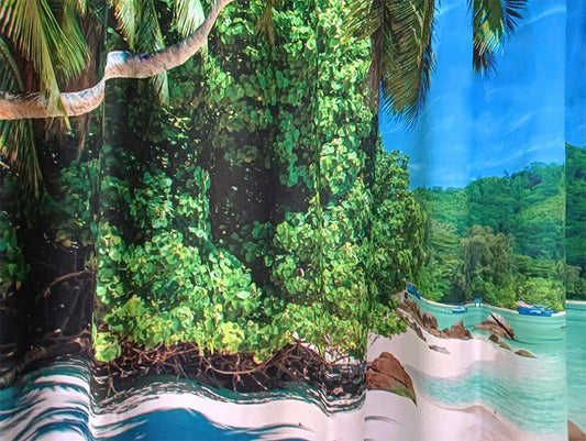Sea View 3D Printing Blockout Curtains 2x127x160cm PINCH PLEAT Fabric Seascape - Mekamart Australia