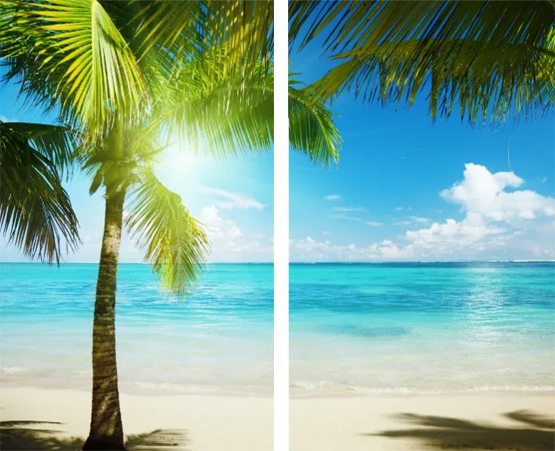 Sea View 3D Printing Blockout Curtains 260x213cm PINCH PLEAT Fabric Seascape - Mekamart Australia