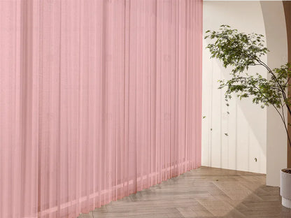2 Sheer Voile Curtains 544cm wide 230cm drop+30 Hooks Pinch Pleat New Pink - Mekamart Australia