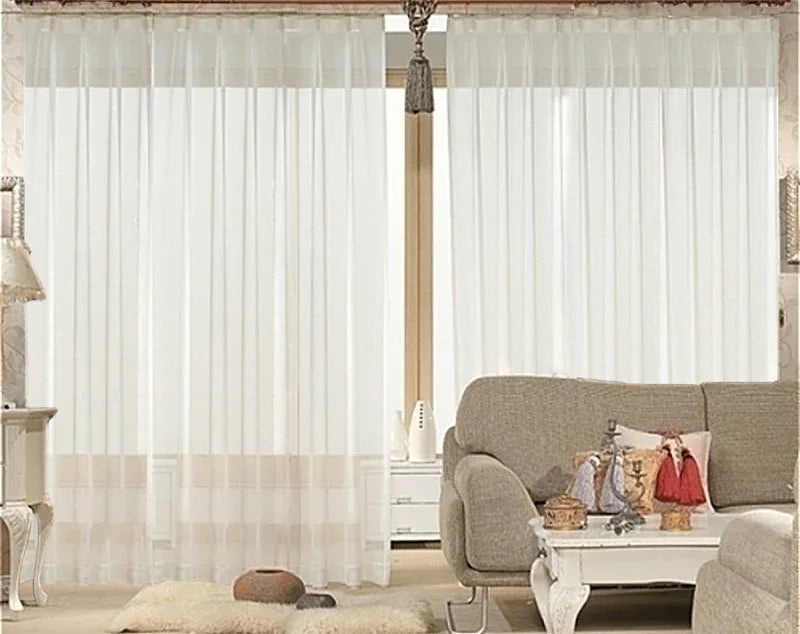 2 Long drop Sheer Voile Curtains 580cm wide 270cm long+30 Hooks Pinch Pleat New - Mekamart Australia