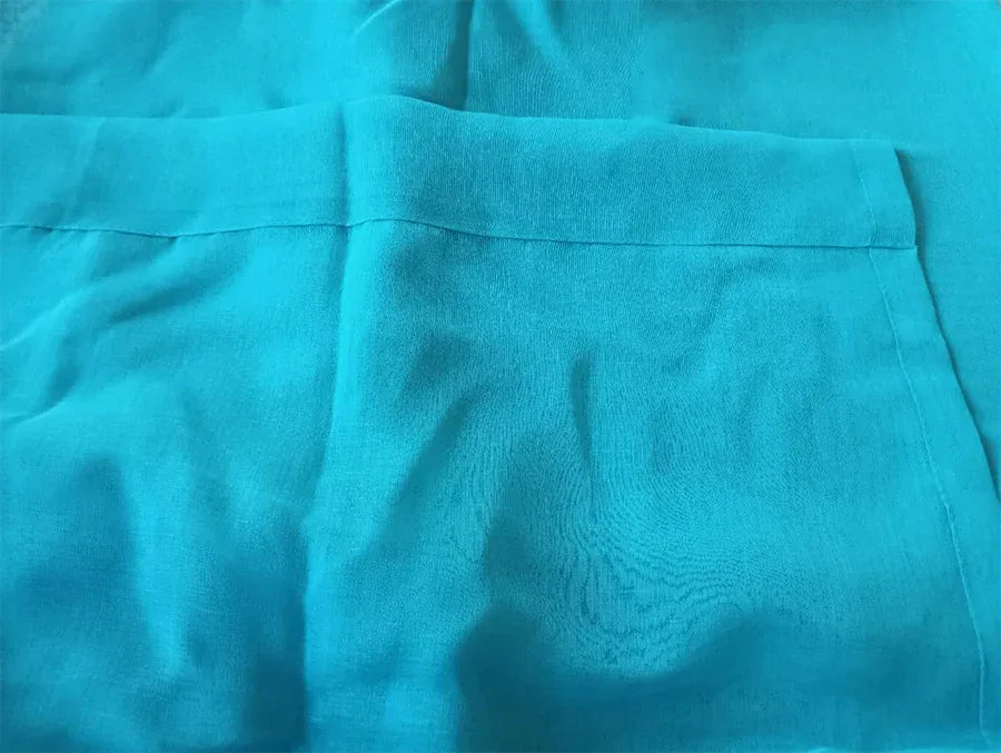 2 Long drop Sheer Voile Curtains 590cm x 270cm Drop+Hooks Pinch Pleat Lake Blue - Mekamart Australia
