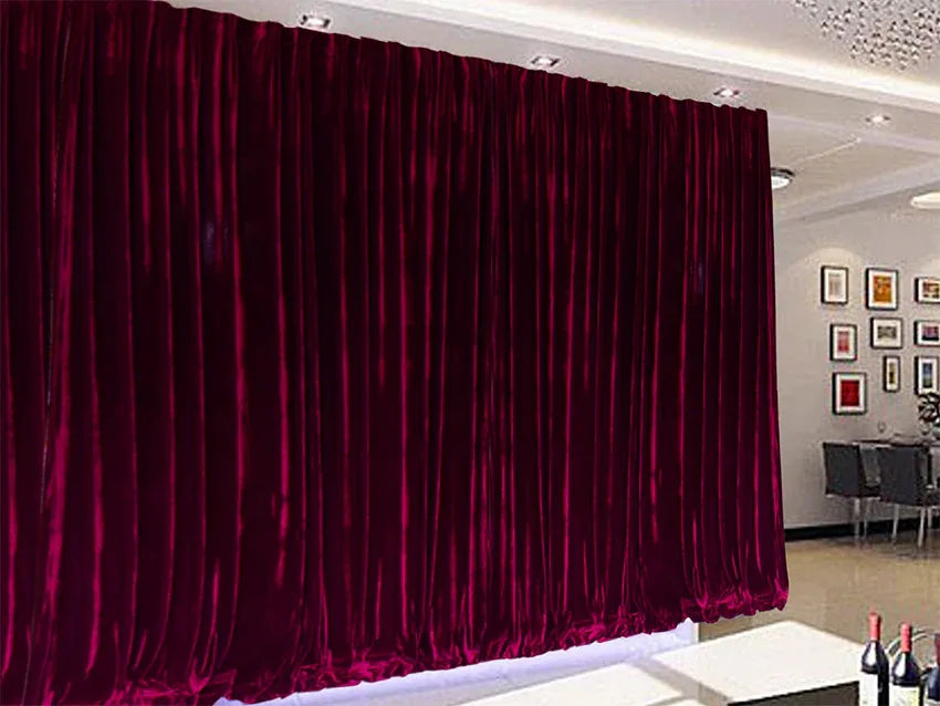 Large Thick Velvet Curtains 590x230cm with full liner 30 hooks Burgundy New - Mekamart Australia
