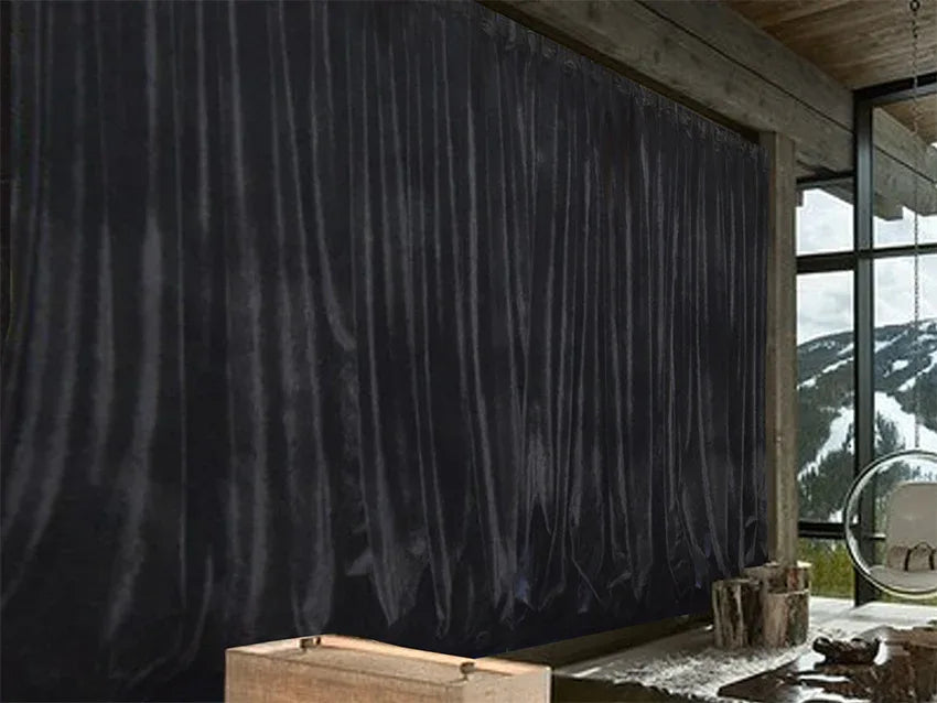 Large Thick Faux Mink Velvet Curtains Blockout 550x 230cm+Hook Pinch Pleat Black - Mekamart Australia