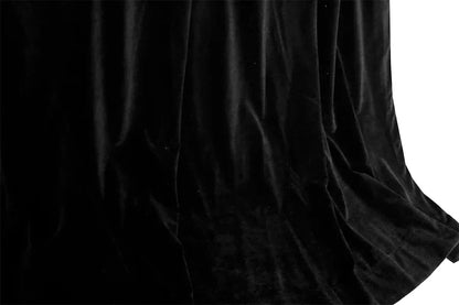 Large Thick Faux Mink Velvet Curtains Blockout 550x 230cm+Hook Pinch Pleat Black - Mekamart Australia