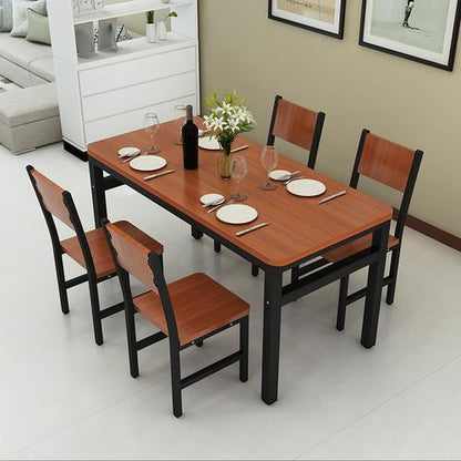 NNECN Wood & Steel Dining Set (Oak & Black) - Mekamart Australia