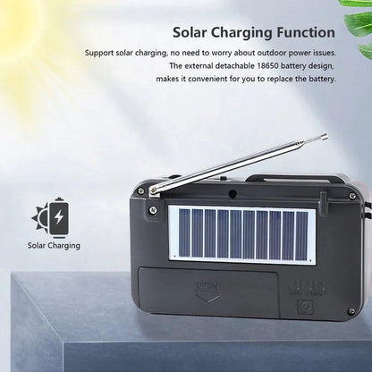 Portable Solar FM Radio Bluetooth Speaker Black