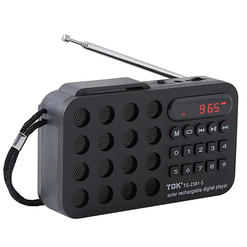 Portable Solar FM Radio Bluetooth Speaker Black