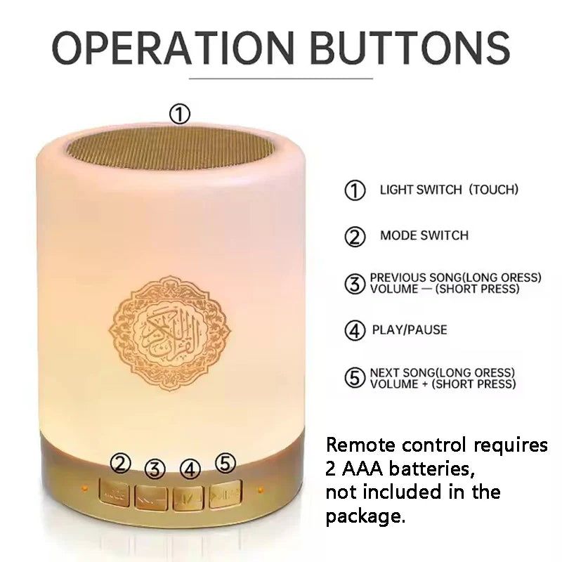 Night Light Bluetooth Quran Speaker White