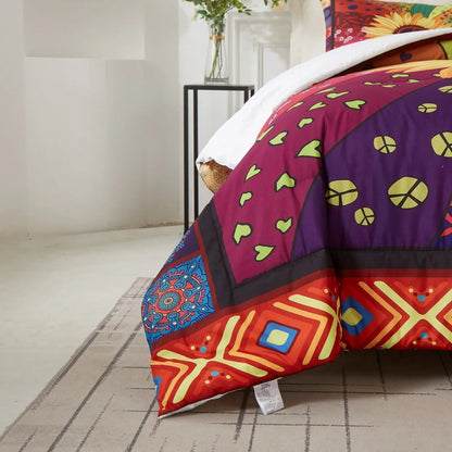 Floral Sunflower Comforter Set, King Size, Quilted Bedding with Pillowcases - Mekamart Australia