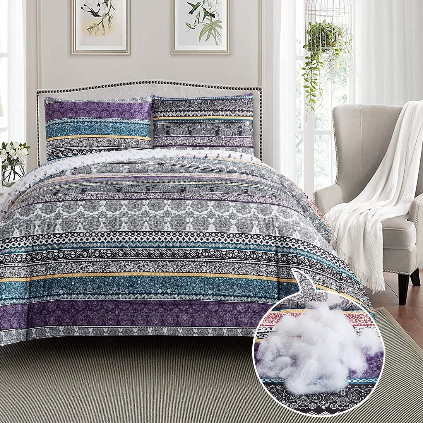 Whimsical Winter Frosty Elegant 3 Pc Comforter & Pillow Cover Set - Mekamart Australia