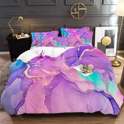 Marble Comforter Set, King Size, Quilted Soft Microfiber Bedding for All Seasons - Mekamart Australia