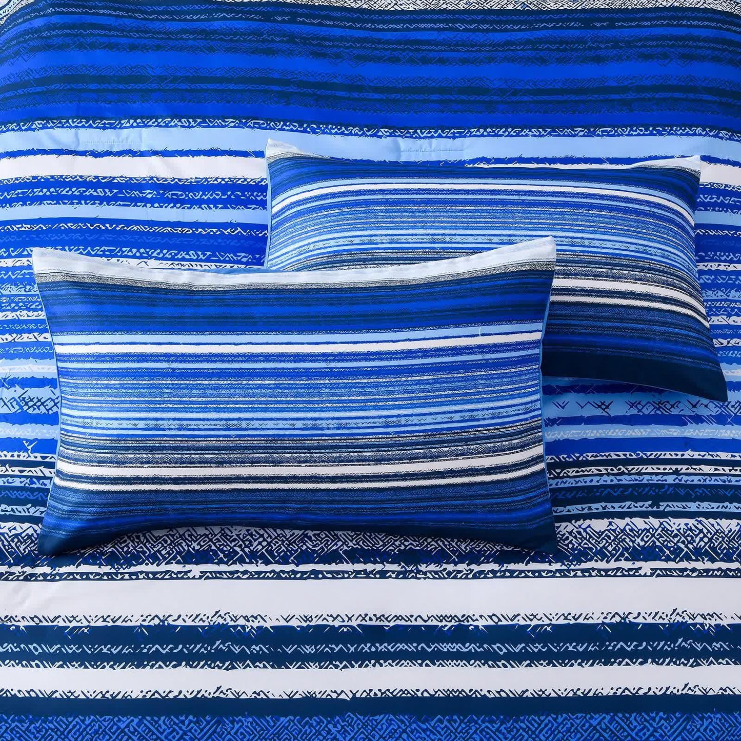 Nordic Calm stripes Blue 3‑Piece Comforter Set – Scandi Chic Vibes - Mekamart Australia