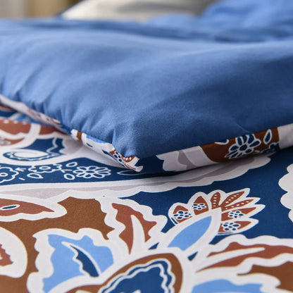 Floral Stripes Comforter Set, King Size, Elegant 3-Piece Bedding with Pillowcases - Mekamart Australia