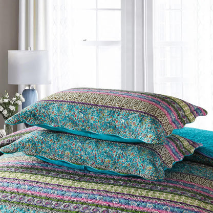 Grenn Teal Boho style Printed Bedspread Quilt Set + Pillowcases - Mekamart Australia