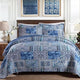 Boho Blue Quilted Coverlet & Pillow Set: Vibrant, Cozy Elegance - king - Mekamart Australia