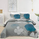 Grey Azure Bloom Quilted Coverlet Bedspread Set with Pillow Covers - Mekamart Australia