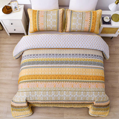 Classic Paisley Bloom Lightweight 3 Pc Bedspread & Pillow Cover Set - Mekamart Australia