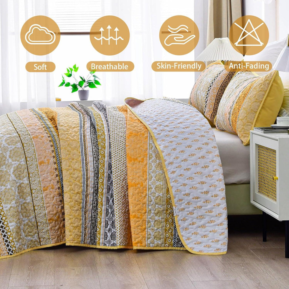 Classic Paisley Bloom Lightweight 3 Pc Bedspread & Pillow Cover Set - Mekamart Australia