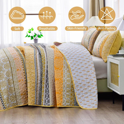 Classic Paisley Bloom Lightweight 3 Pc Bedspread & Pillow Cover Set - Mekamart Australia
