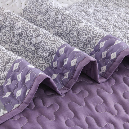 Bohemian Purple and White Quilted Bedspread or Coverlet Set and matching pillowcases - Mekamart Australia