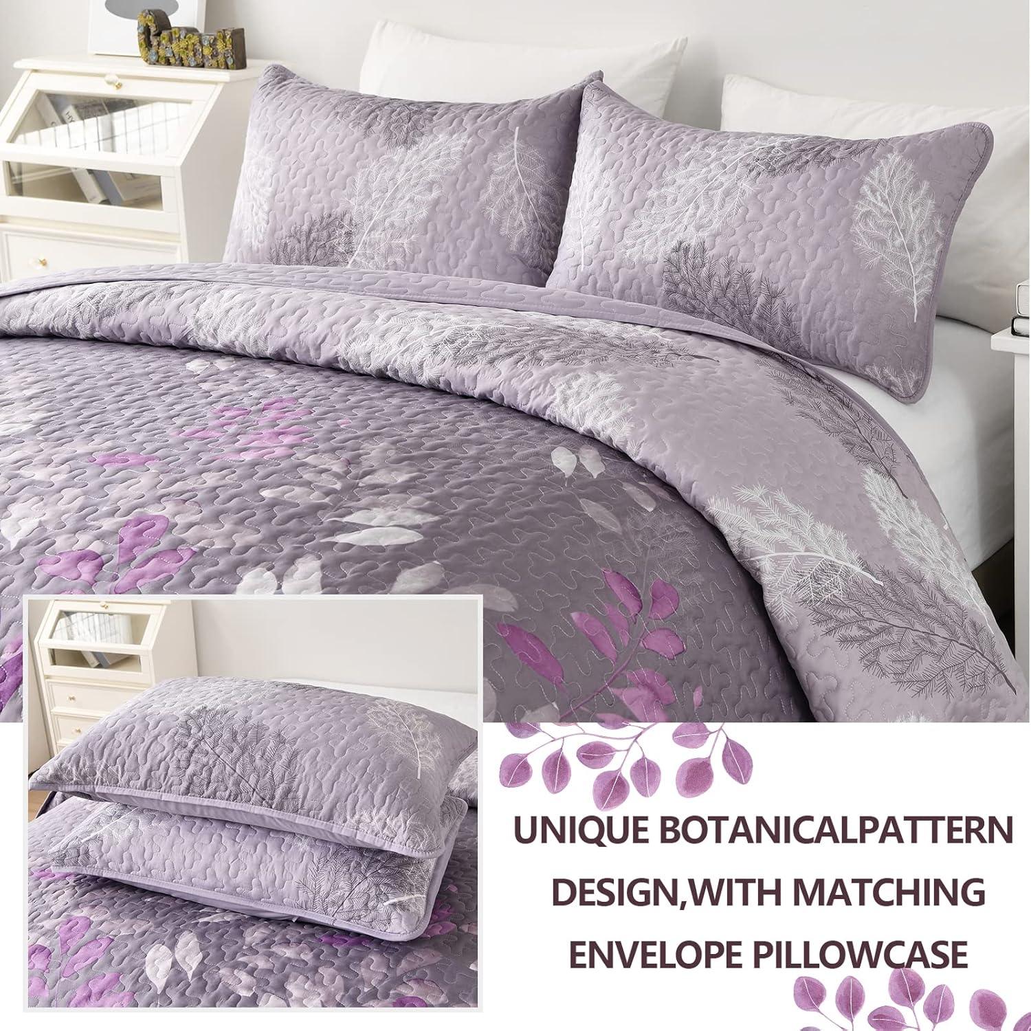 Luxurious Orchid patchwork Plaid 3 Pc Bedspread & Pillow Cover Set - Mekamart Australia
