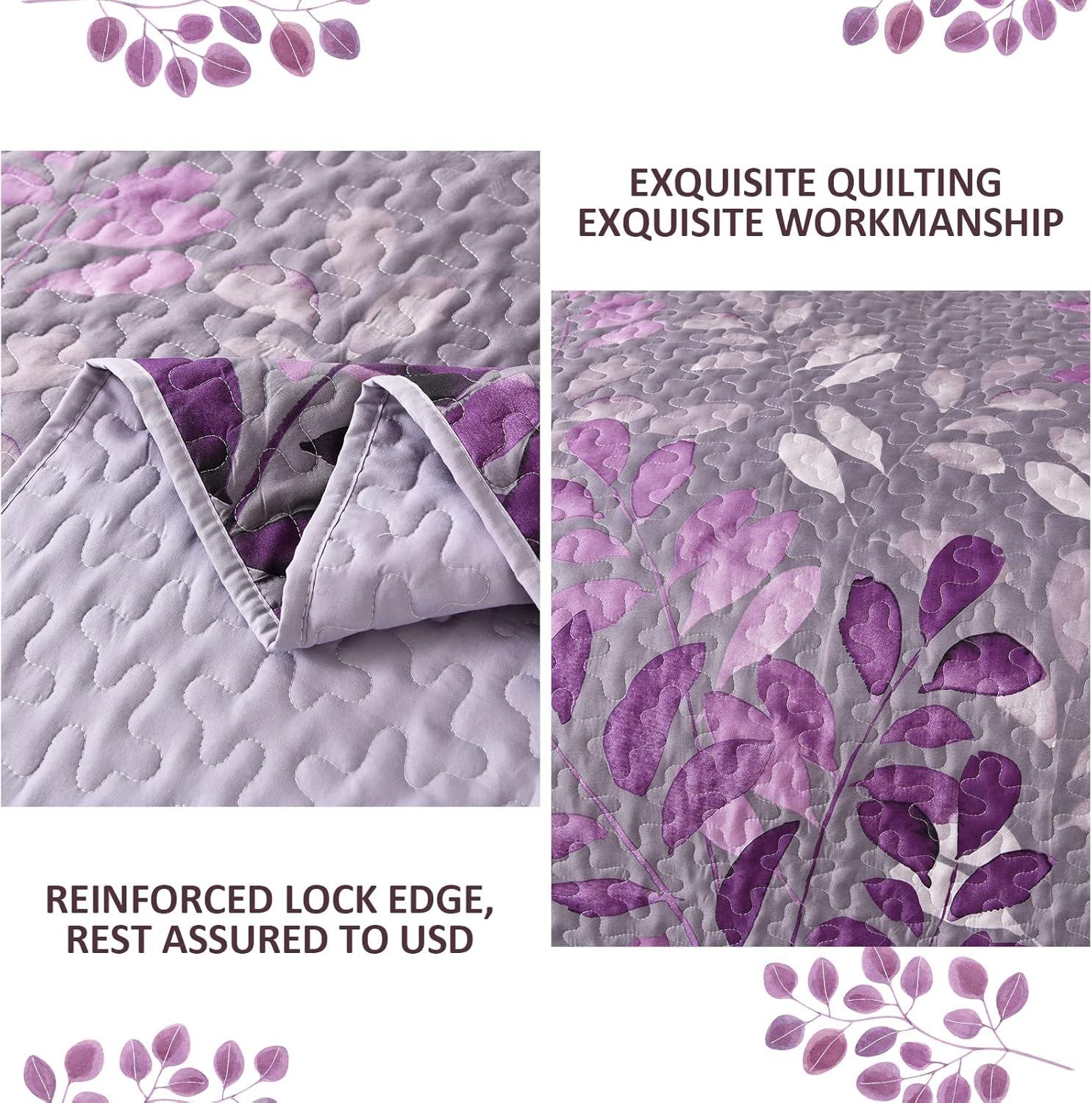 Luxurious Orchid patchwork Plaid 3 Pc Bedspread & Pillow Cover Set - Mekamart Australia