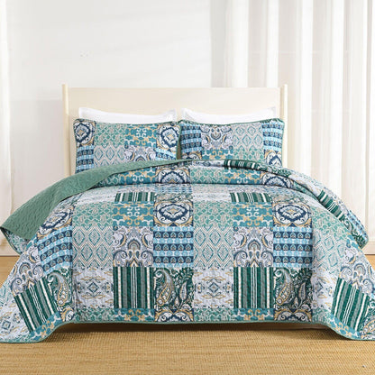 Exquisite Regal Purple 3 Pc Bedspread & Pillow Cover Set - Mekamart Australia