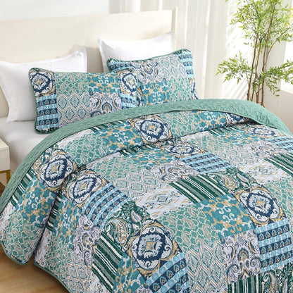 Exquisite Regal Purple 3 Pc Bedspread & Pillow Cover Set - Mekamart Australia