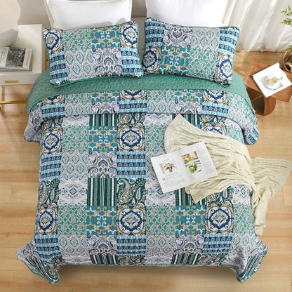 Exquisite Regal Purple 3 Pc Bedspread & Pillow Cover Set - Mekamart Australia