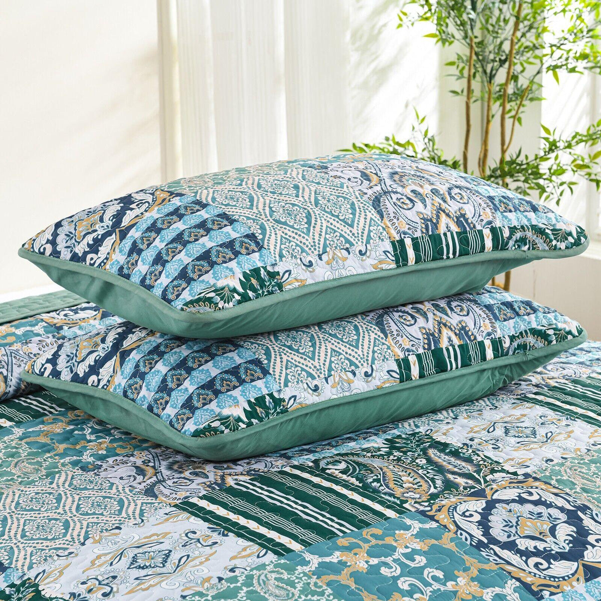Exquisite Regal Purple 3 Pc Bedspread & Pillow Cover Set - Mekamart Australia