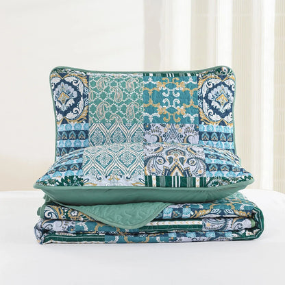 Exquisite Regal Purple 3 Pc Bedspread & Pillow Cover Set - Mekamart Australia