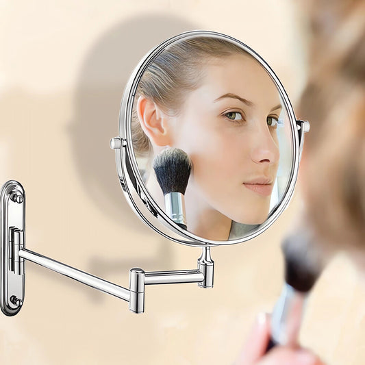 Bath Mirror 5X Magnification Wall Mounted Adjustable Makeup Mirror Arm Extend