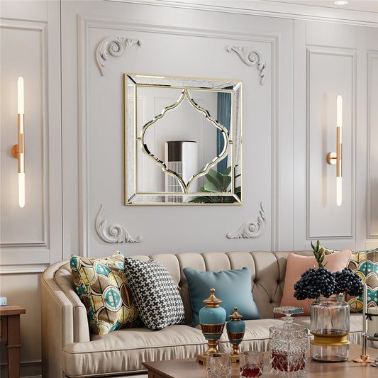 High-grade Unique Decorative Accent Mirror Elegant Square Wall Silver HD Mirror