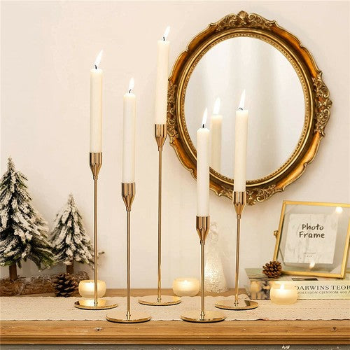 Set of 3 Decorative Candlestick Holder- Gold