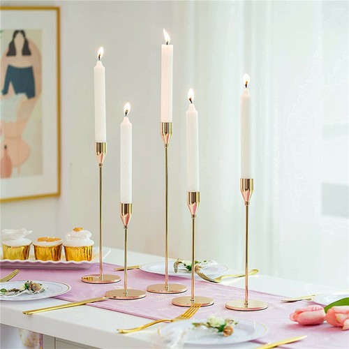 Set of 3 Decorative Candlestick Holder- Gold