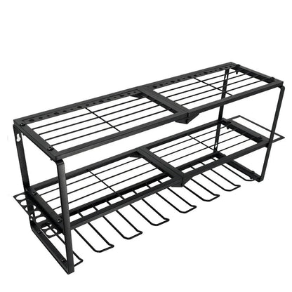 P&P Heavy Duty Power Tool Organizer with 7 Drill Holders Wall Mounted Garage Storage Rack for Tools & Utility