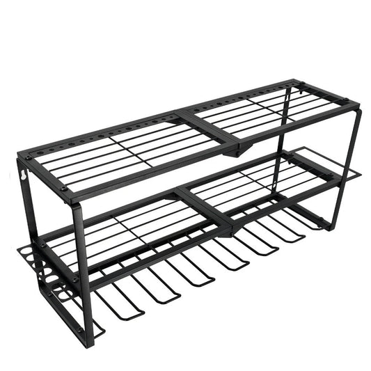 P&P Heavy Duty Power Tool Organizer with 7 Drill Holders Wall Mounted Garage Storage Rack for Tools & Utility
