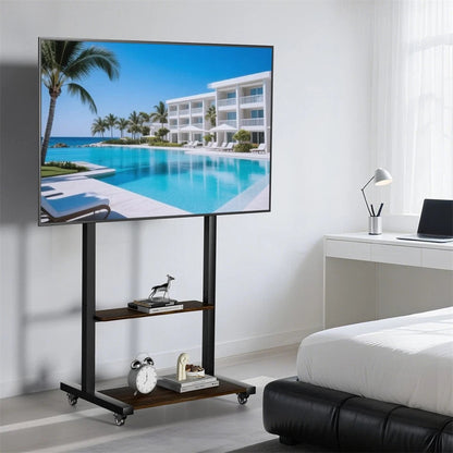 Adjustable Rolling TV Stand for 40 to 100 Inch Screens with Shelves