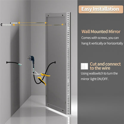 LED Bathroom Mirror with Anti-Fog & Adjustable Lighting