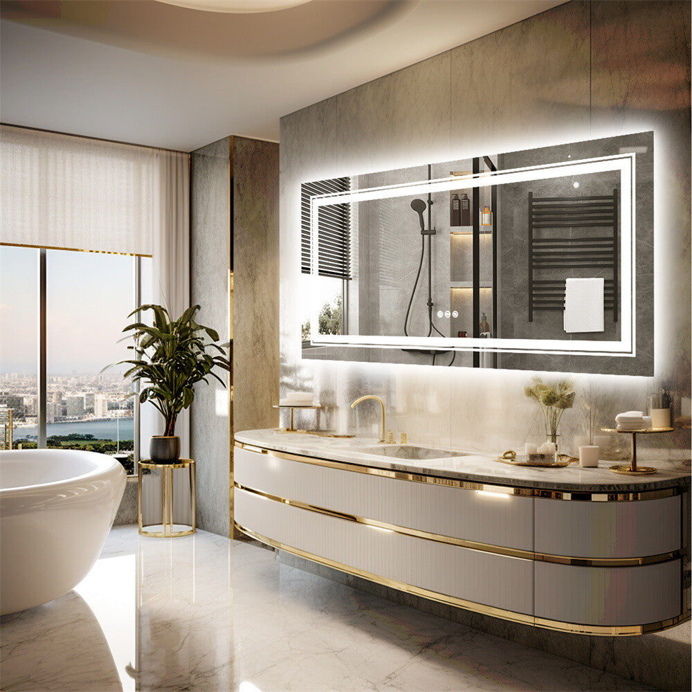 Fin 1200X800Mm Led Front Backlit Bathroom Mirror Fogless Anti-Aging Premium Hd Glass
